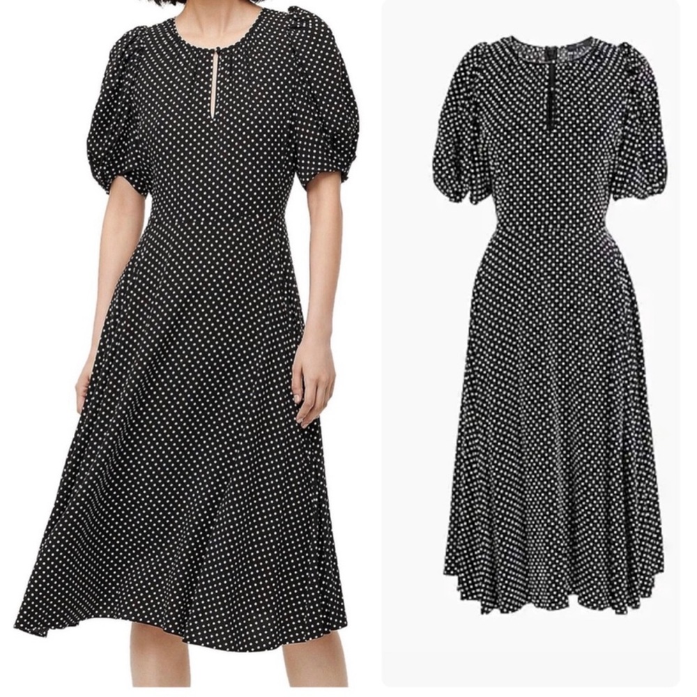 J. Crew Puff Sleeve A-line dress in dot print